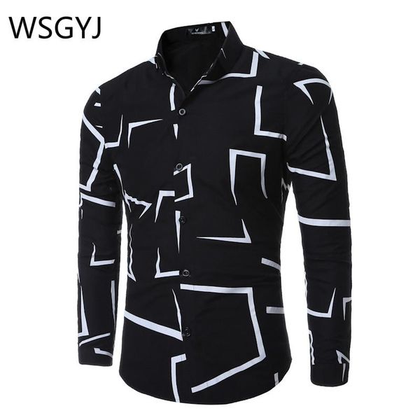 men's casual shirts shirt 2021 brand fashion slim geometric print long sleeve formal men business social camisas hombre, White;black
men's casual shirts shirt 2021 brand fashion slim geometric print long sleeve formal men business social camisas hombre, White;black