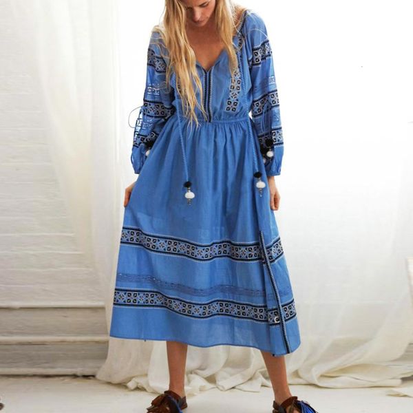 new blue/white cotton maxi dresses for women vintage chic tassel floral embroidery long sleeve tunic autumn dress 2021 931w 
new blue/white cotton maxi dresses for women vintage chic tassel floral embroidery long sleeve tunic autumn dress 2021 931w