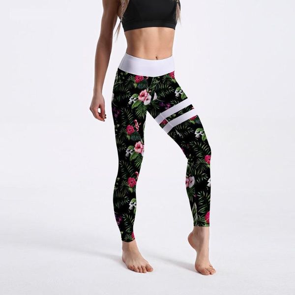 women's leggings high waist sport printed women jungle plants palms with flowers legging femme white stripe slim fitness leggins mujer, Black
women's leggings high waist sport printed women jungle plants palms with flowers legging femme white stripe slim fitness leggins mujer, Black