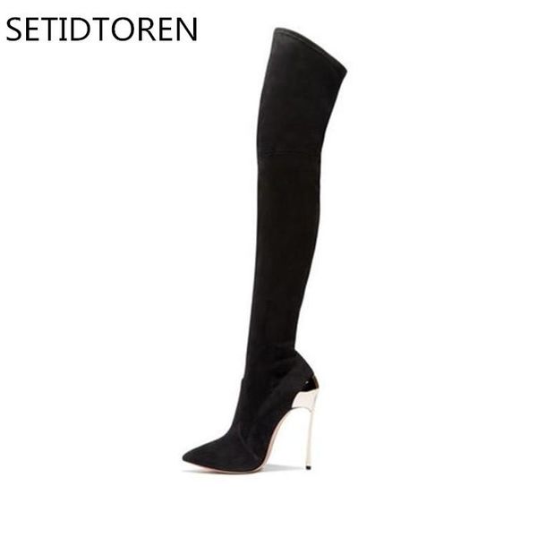 boots women over the knee suede pointed toe metal thin thigh high heels ladies fashion shoes woman size 35-45, Black
boots women over the knee suede pointed toe metal thin thigh high heels ladies fashion shoes woman size 35-45, Black