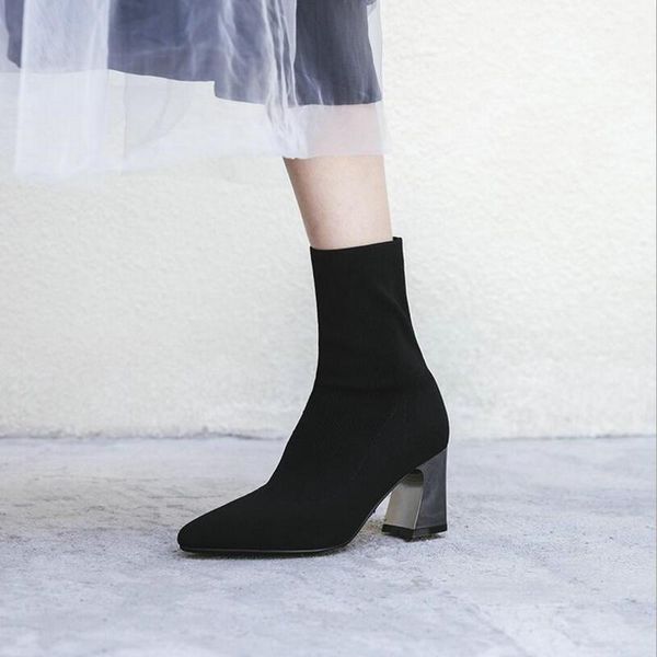 boots fashion ankle elastic sock chunky high heels stretch women autumn booties pointed toe pump drop, Black
boots fashion ankle elastic sock chunky high heels stretch women autumn booties pointed toe pump drop, Black
