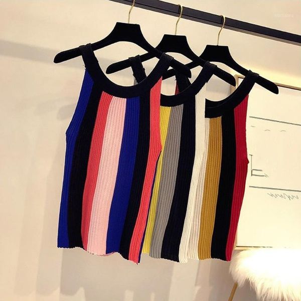 women's tanks & camis fashion women knitted tank casual sleeveless vest o-neck patchwork striped slim korean harajuku streetwear, White
women's tanks & camis fashion women knitted tank casual sleeveless vest o-neck patchwork striped slim korean harajuku streetwear, White