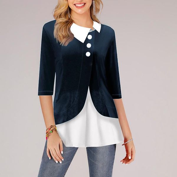 women's blouses & shirts plus size women tunic turn down collar three quarter cotton womens and irregular button up long shirt blusas, White
women's blouses & shirts plus size women tunic turn down collar three quarter cotton womens and irregular button up long shirt blusas, White
