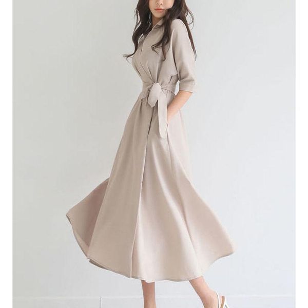 casual dresses elegant dress women solid turn down collar one-piece korean female clothes summer 2021 office lady work, Black;gray
casual dresses elegant dress women solid turn down collar one-piece korean female clothes summer 2021 office lady work, Black;gray