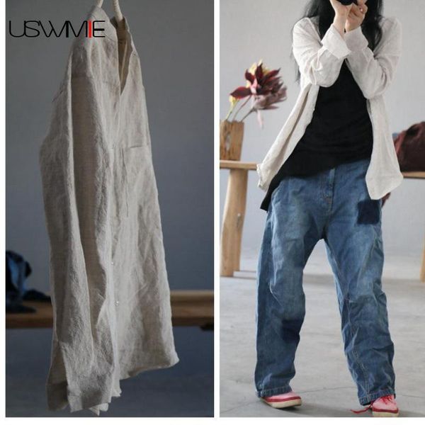 women's blouses & shirts womens and spring summer literature outwear loose long sleeve pockets comfort plus size, White
women's blouses & shirts womens and spring summer literature outwear loose long sleeve pockets comfort plus size, White