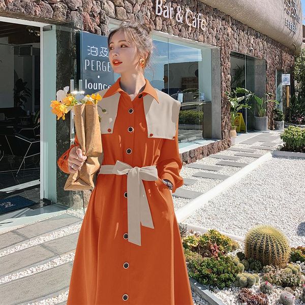 casual dresses french style long sleeve green orange shirt dress for women spring autumn elegant fashion shawl loose lady bandage z003, Black;gray
casual dresses french style long sleeve green orange shirt dress for women spring autumn elegant fashion shawl loose lady bandage z003, Black;gray