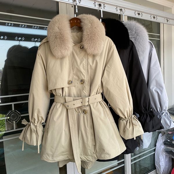 winter thick white duck down women's jacket thin lets loose warm coats big fox skin collar y38 dx2a, Black
winter thick white duck down women's jacket thin lets loose warm coats big fox skin collar y38 dx2a, Black