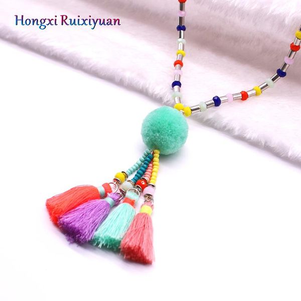 pendant necklaces bohemian beaded necklace fashion crystal tassel hair ball leather rope ladies colorful jewelry, Silver
pendant necklaces bohemian beaded necklace fashion crystal tassel hair ball leather rope ladies colorful jewelry, Silver