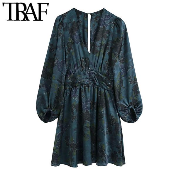 traf women chic fashion with draped waist print mini dress vintage v neck long sleeve female dresses vestidos mujer 210309, Black;gray
traf women chic fashion with draped waist print mini dress vintage v neck long sleeve female dresses vestidos mujer 210309, Black;gray