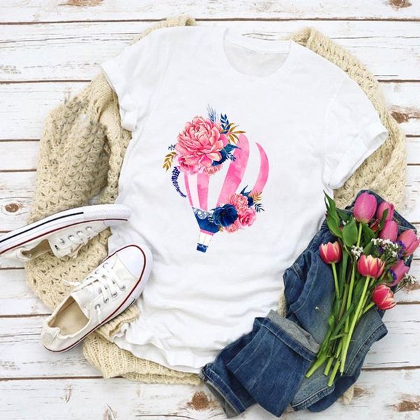 women's t-shirt fashionable tide ladies leisure creative flower print simplicity pattern round neck slim short sleeve temperament, White
women's t-shirt fashionable tide ladies leisure creative flower print simplicity pattern round neck slim short sleeve temperament, White