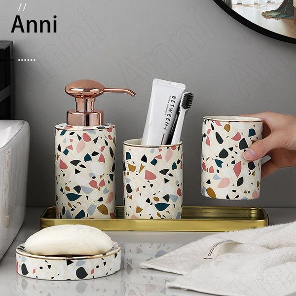 bath accessory set creativity painted terrazzo bathroom decoration accessories european modern household ceramic five piece shower supplies
bath accessory set creativity painted terrazzo bathroom decoration accessories european modern household ceramic five piece shower supplies