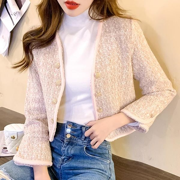 women's jackets elegant short cardigan coats women vintage temperament tweed korean fashion autumn sweet outwear casual casaco feminino, Black;brown
women's jackets elegant short cardigan coats women vintage temperament tweed korean fashion autumn sweet outwear casual casaco feminino, Black;brown