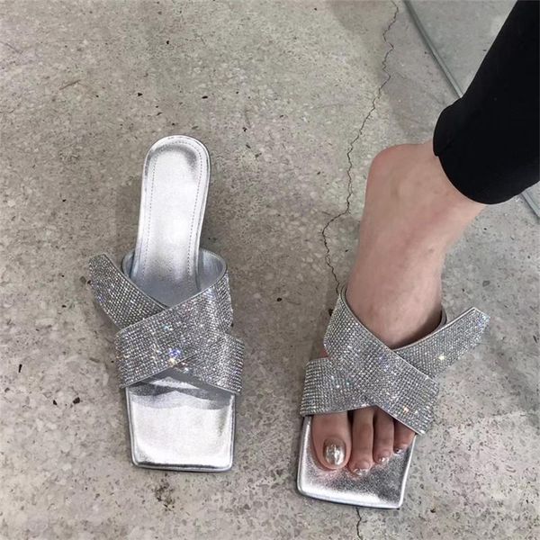 slippers fashion rhinestone women silver pumps square toe high heels prom dress shoes woman outdoor slides summer, Black
slippers fashion rhinestone women silver pumps square toe high heels prom dress shoes woman outdoor slides summer, Black