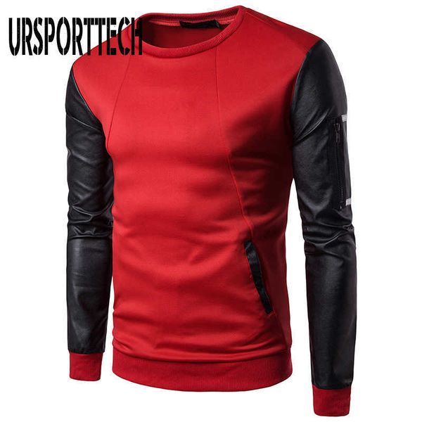 men women pu leather sleeve pocket patchwork sweatshirt man hip hop tracksuit mens sweatshirts casual o neck sweat homme fashion 210528, Black
men women pu leather sleeve pocket patchwork sweatshirt man hip hop tracksuit mens sweatshirts casual o neck sweat homme fashion 210528, Black