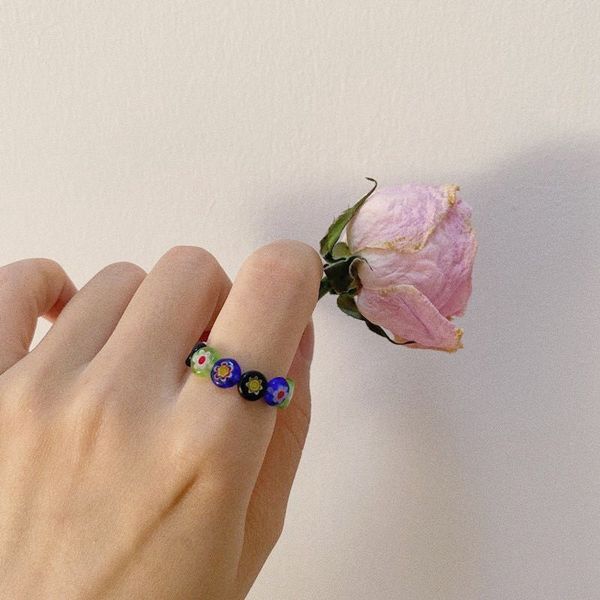 2021 summer sweet flower glass transparent beaded rings colorful korea fashion finger ring for women girls aesthetic jewelry, Silver
2021 summer sweet flower glass transparent beaded rings colorful korea fashion finger ring for women girls aesthetic jewelry, Silver