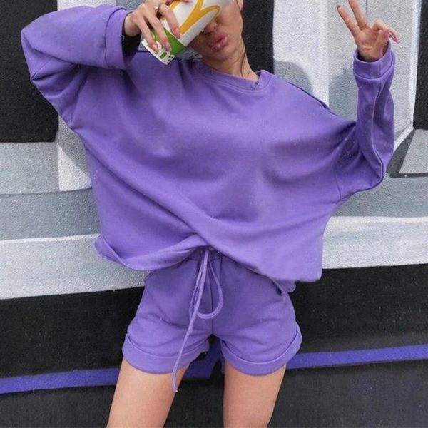 2021 new solid sport suit woman's batwing long sleeve oversize pullover hoodies+drawstring pleated shorts outfits ladies suits psy9, Black
2021 new solid sport suit woman's batwing long sleeve oversize pullover hoodies+drawstring pleated shorts outfits ladies suits psy9, Black
