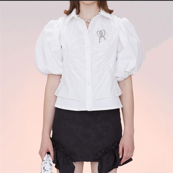 women's t-shirt 2021 age-reducing pleated mesh stitching puff sleeve white shirt, summer fashion loose short-sleeved top
women's t-shirt 2021 age-reducing pleated mesh stitching puff sleeve white shirt, summer fashion loose short-sleeved top