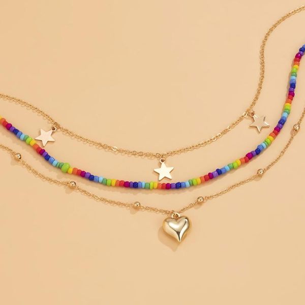 chains multilayer acrylic beaded necklaces for women girls heart pendant fashion colorful choker female jewelry 2021, Silver
chains multilayer acrylic beaded necklaces for women girls heart pendant fashion colorful choker female jewelry 2021, Silver