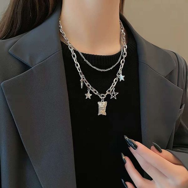 hbp south korea new double thick short folding five pointed star necklace women's neck tassel personality fashion clavicle chain, Silver
hbp south korea new double thick short folding five pointed star necklace women's neck tassel personality fashion clavicle chain, Silver