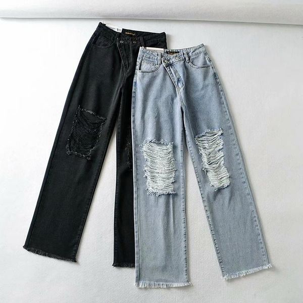 women's jeans fashion ripped women harajuku vintage high wasit pockets denim wide leg pants cotton comfortable solid streetwear autunmn, Blue
women's jeans fashion ripped women harajuku vintage high wasit pockets denim wide leg pants cotton comfortable solid streetwear autunmn, Blue