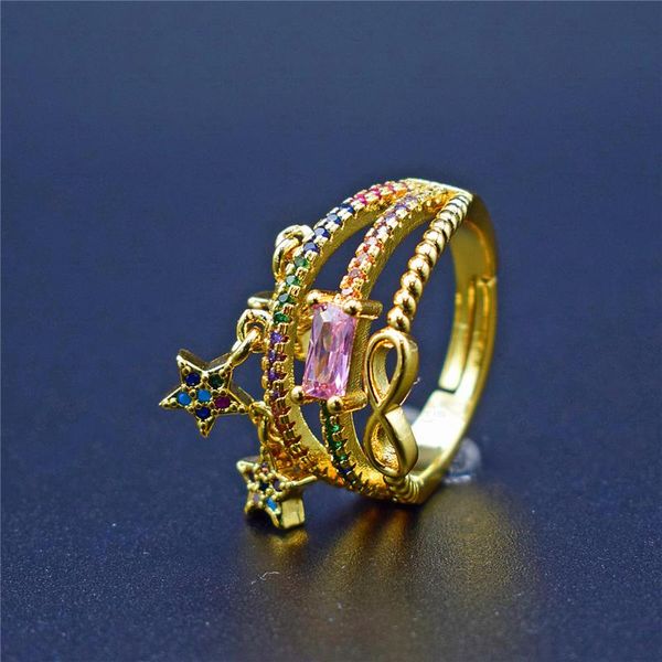 wedding rings infinity cz zircon crystal ring with star charms 3 layer adjustable women femme cocktail party jewelry, Slivery;golden
wedding rings infinity cz zircon crystal ring with star charms 3 layer adjustable women femme cocktail party jewelry, Slivery;golden