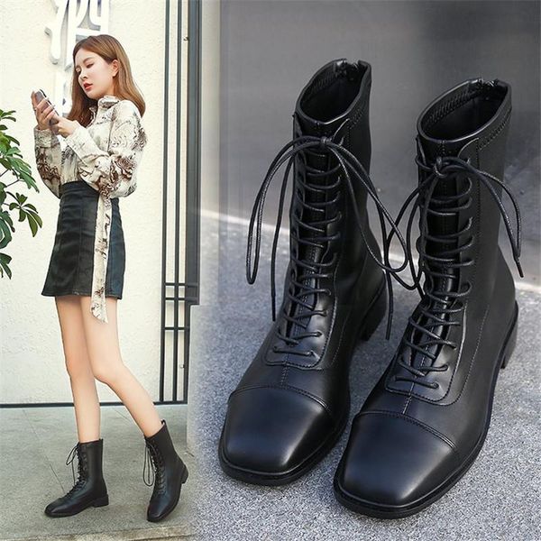 boots winter british style women square head boot lace up shallow anti-skid fashion short tube thick heel leather, Black
boots winter british style women square head boot lace up shallow anti-skid fashion short tube thick heel leather, Black