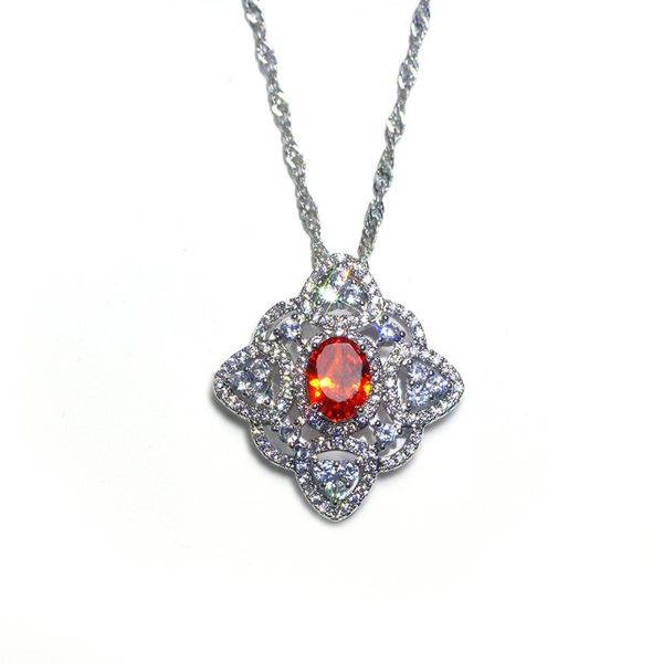 pendant necklaces women necklace prong set red cubic zirconia square hollow romantic classic birthday gift accessories for girlfriend, Silver
pendant necklaces women necklace prong set red cubic zirconia square hollow romantic classic birthday gift accessories for girlfriend, Silver
