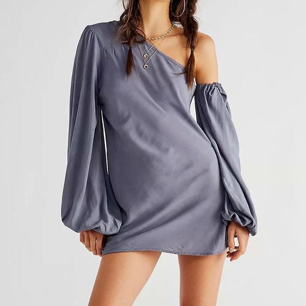 casual dresses loose version oblique collar puff sleeve pullover solid color shirt women thin 2021 summer women's shoulder mini dress, Black;gray
casual dresses loose version oblique collar puff sleeve pullover solid color shirt women thin 2021 summer women's shoulder mini dress, Black;gray