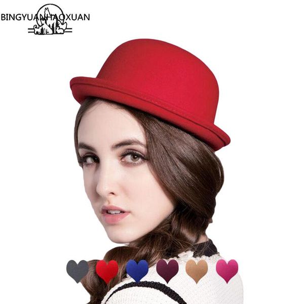 stingy brim hats bingyuanhaoxuan autumn women fedora hat classical cap femme imitation wool child cute solid black bowler female, Blue;gray
stingy brim hats bingyuanhaoxuan autumn women fedora hat classical cap femme imitation wool child cute solid black bowler female, Blue;gray