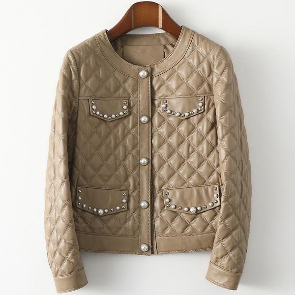 women's leather & faux 100% real sheepskin coats jackets women genuine pearls short overcoat round collar outwear fashion clothes, Black
women's leather & faux 100% real sheepskin coats jackets women genuine pearls short overcoat round collar outwear fashion clothes, Black