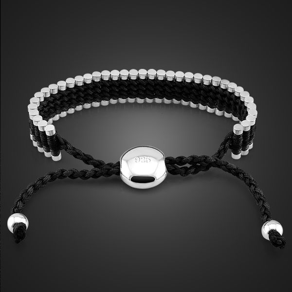 ing brand 100% 925 sterling silver jewelry woman vintage hand-woven black rope bracelet adjustable size, Golden;silver
ing brand 100% 925 sterling silver jewelry woman vintage hand-woven black rope bracelet adjustable size, Golden;silver