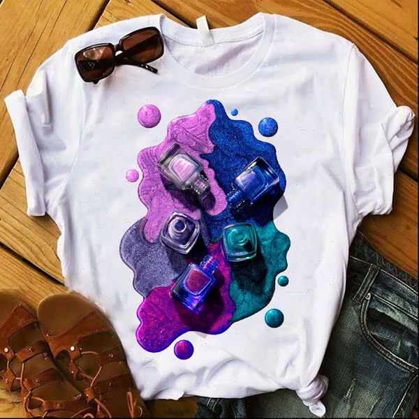 women lady t shirt finger nail polish printed tshirt ladies short sleeve tee women female clothes graphic t shirt, White
women lady t shirt finger nail polish printed tshirt ladies short sleeve tee women female clothes graphic t shirt, White