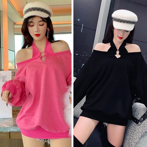 women's hoodies & sweatshirts casual solid color halter pullover long sleeve women loose autumn tracksuit 2021, Black
women's hoodies & sweatshirts casual solid color halter pullover long sleeve women loose autumn tracksuit 2021, Black