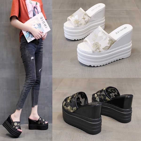 slippers house platform shoes on a wedge slides fretwork heels peep toe increased internal heeled mules soft high fabric basic b, Black
slippers house platform shoes on a wedge slides fretwork heels peep toe increased internal heeled mules soft high fabric basic b, Black