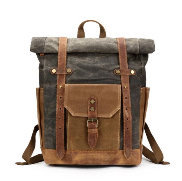 backpack retro oil wax waterproof large capacity outdoor men's bag cowhide canvas travel computer school
backpack retro oil wax waterproof large capacity outdoor men's bag cowhide canvas travel computer school