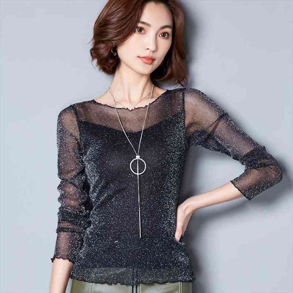 glitter mesh blouse womens shirts long sleeve korean black pink o-neck elegant slim blouse camisas femininas, White
glitter mesh blouse womens shirts long sleeve korean black pink o-neck elegant slim blouse camisas femininas, White