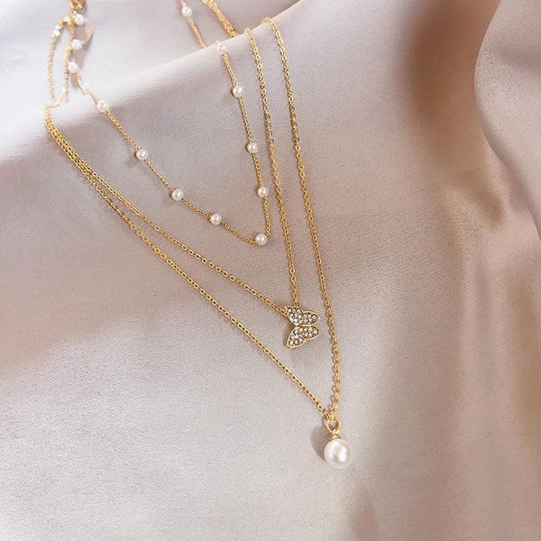 pendant necklaces lovelink women fashion multi-layered gold color three layers zircon butterfly pearl necklace jewelry, Silver
pendant necklaces lovelink women fashion multi-layered gold color three layers zircon butterfly pearl necklace jewelry, Silver