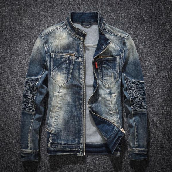 men's jackets motorcycle biker denim jacket spring autumn 2021 stand collar zipper retro slim casual man jeans coat, Black;brown 
men's jackets motorcycle biker denim jacket spring autumn 2021 stand collar zipper retro slim casual man jeans coat, Black;brown