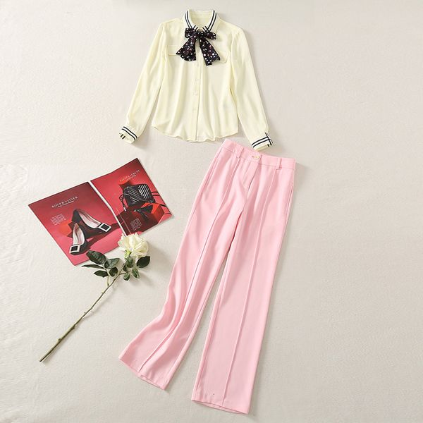 runway 2021 spring women new suits matching floral bow shirt , pink fashion trousers office piece gy81, Gray
runway 2021 spring women new suits matching floral bow shirt , pink fashion trousers office piece gy81, Gray