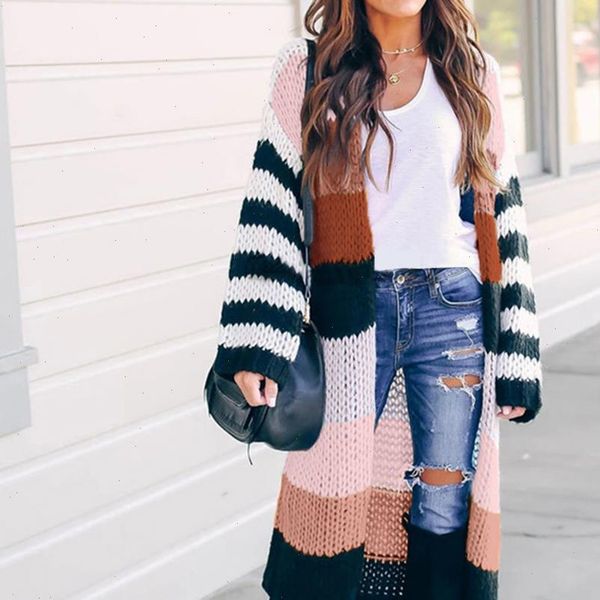 women striped long cardigans autumn winter knitted sweaters casual sweater coats fashion oversized patchwork cardigan sweaters, White;black
women striped long cardigans autumn winter knitted sweaters casual sweater coats fashion oversized patchwork cardigan sweaters, White;black