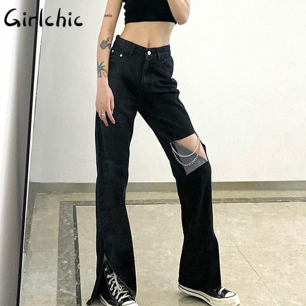women's jeans girlchic hole metal chain classic denim bottom designed distressed slim zip split straight pants solid pockets button up, Blue
women's jeans girlchic hole metal chain classic denim bottom designed distressed slim zip split straight pants solid pockets button up, Blue