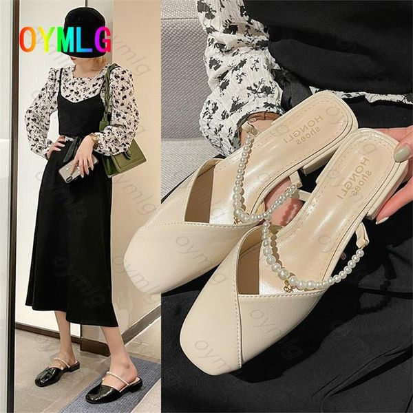 slippers baotou sandals and women's summer wear 2021 flat-heel fairy style pearl one-word buckle half-drag single shoes, Black
slippers baotou sandals and women's summer wear 2021 flat-heel fairy style pearl one-word buckle half-drag single shoes, Black