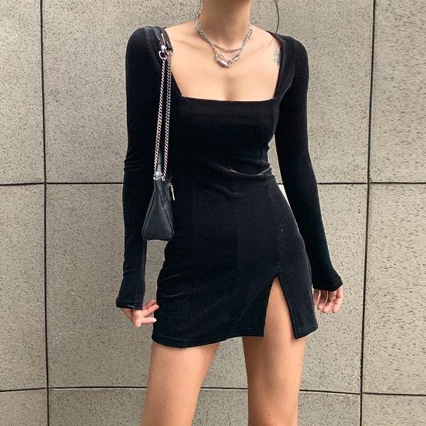 casual dresses velvet women dress bodycon modis soild 2021 autumn winter elegent split femme party long sleeve gothic clothes, Black;gray
casual dresses velvet women dress bodycon modis soild 2021 autumn winter elegent split femme party long sleeve gothic clothes, Black;gray