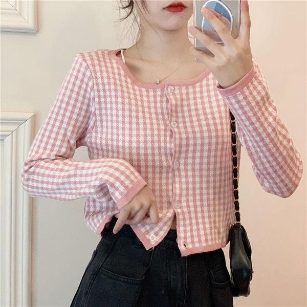 women's knits & tees knitted cardigan plaid candy color sweet button o neck long sleeves short wholesale lovely female clothes, White
women's knits & tees knitted cardigan plaid candy color sweet button o neck long sleeves short wholesale lovely female clothes, White