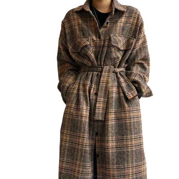 women's wool & blends women autumn winter woolen coat long plaid shirt sleeve plus size bandage elegant overcoat outer wear vintage jac, Black
women's wool & blends women autumn winter woolen coat long plaid shirt sleeve plus size bandage elegant overcoat outer wear vintage jac, Black