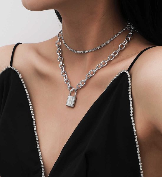 jewelry simple multi-layer alloy women's fashion versatile small lock pendant set necklace, Silver
jewelry simple multi-layer alloy women's fashion versatile small lock pendant set necklace, Silver
