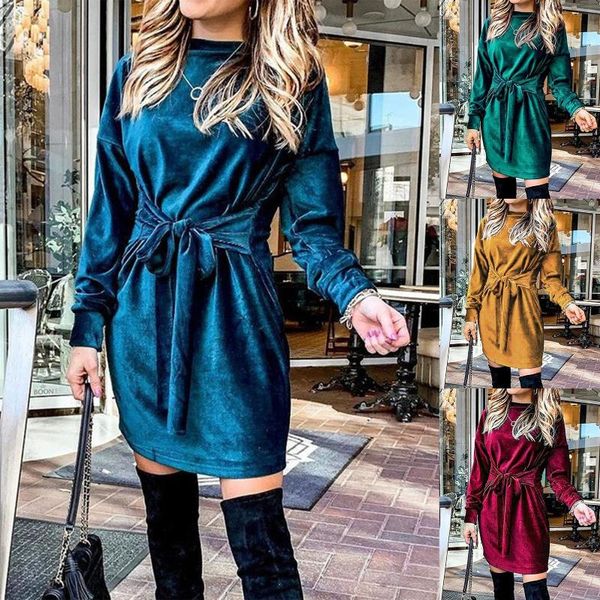 casual dresses women dress elegant o neck long sleeve solid color velvet belt bandage loose sweatshirt short vestido, Black;gray
casual dresses women dress elegant o neck long sleeve solid color velvet belt bandage loose sweatshirt short vestido, Black;gray