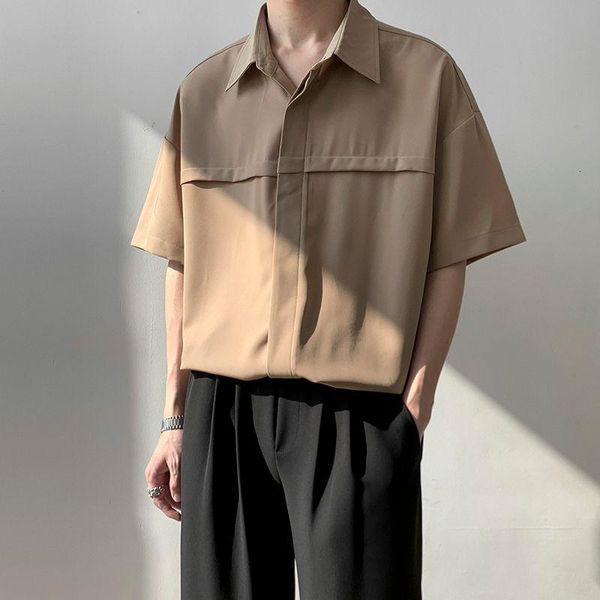 men's casual shirts summer short-sleeved shirt fashion brown white men streetwear korean loose mens dress -2xl, White;black
men's casual shirts summer short-sleeved shirt fashion brown white men streetwear korean loose mens dress -2xl, White;black