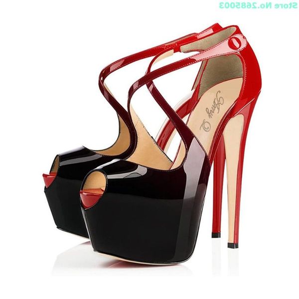 sandals platfrom peep toe patchwork thin high heels ankle cross tied shallow patent women summer party dress shoes, Black
sandals platfrom peep toe patchwork thin high heels ankle cross tied shallow patent women summer party dress shoes, Black