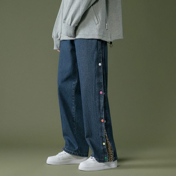 2021 new double side button straight men printed fashion streetwear casual trousers wide leg 0843, Blue
2021 new double side button straight men printed fashion streetwear casual trousers wide leg 0843, Blue